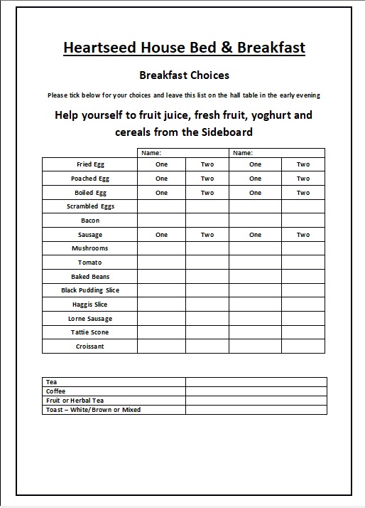 Breakfast and other spaces at your B&B